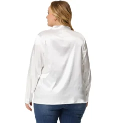 Agnes Orinda Women's Plus Size Work Office Formal Tie Neck Satin Blouses -Agnes Sales Store GUEST c2d793ad 1bf2 42e3 9f55 da8850540e9d