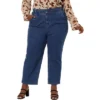 Agnes Orinda Women's Plus Size Pant Pockets Zip Up Button Fly Elastic Waist Denim Jeans