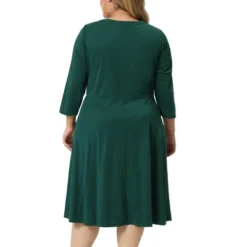 Agnes Orinda Women's Plus Size 3/4 Sleeve Round Neck With Pocket Flowy Dress -Agnes Sales Store GUEST c2f3d020 3165 44ea 9103 9fbe749d8ab2