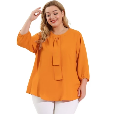 Agnes Orinda Women's Plus Size Work Round Neck Ruffle Chiffon Blouse Top 10 Agnes Orinda Women's Plus Size Work Round Neck Ruffle Chiffon Blouse Top - Image 10