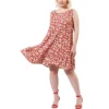 Agnes Orinda Women's Plus Size Sleeveless Ruffle Hem Casual Floral Tank Dresses