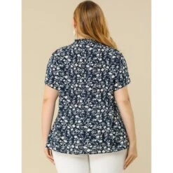 Agnes Orinda Women's Plus Size Self Tie Ruffle Pleated Floral Blouse -Agnes Sales Store GUEST c4086905 4f16 4fe3 b66a 561ec229b434