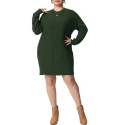 Agnes Orinda Women's Plus Size Long Sleeve Knit Pullover Short Sweater Dresses -Agnes Sales Store GUEST c4575caa 354f 4efe 8d91 af1490033bbc