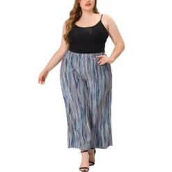 Agnes Orinda Women's Plus Size Boho Palazzo Lounge Wide Leg Pants With Elastic Waist And Stripe -Agnes Sales Store GUEST c47c086d 3e68 40f3 8d1e f69cf2b3e7f4
