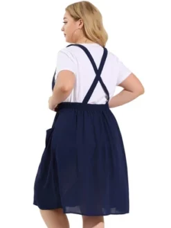 Agnes Orinda Women's Plus Size Casual Elastic Waist Suspender Skirt With Front Pockets -Agnes Sales Store GUEST c48b025b 8498 4748 9f65 70eb577d98ef
