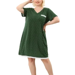 Agnes Orinda Womens Plus Size V Neck Polka Dots Short Sleeve Sleepwear Pajamas Nightgown -Agnes Sales Store GUEST c4983848 3d5d 4ebb abc8 5ca4fc4b9000
