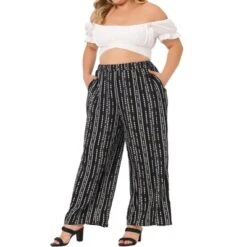 Agnes Orinda Women's Plus Size Boho Palazzo Lounge Wide Leg Pants With Elastic Waist And Stripe -Agnes Sales Store GUEST c4e9d3e5 9124 4bba a8cc 8fadb3265769
