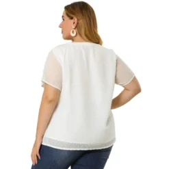 Agnes Orinda Women's Plus Size Pin Dots V-Neck Dressy Trendy Fashion Summer Blouses -Agnes Sales Store GUEST c56262e3 54ac 4901 8941 23583a230618