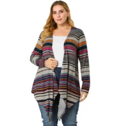 Agnes Orinda Women's Plus Size Kimonos Boho Striped Open Front Cardigan -Agnes Sales Store GUEST c5f31255 f3b4 4cc6 8e00 ac9d17f9e070