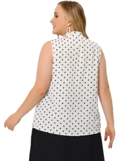 Agnes Orinda Women's Plus Size Elegant Formal Polka Dots Sleeveless Tie Neck Tank Top -Agnes Sales Store GUEST c62e5b0b c364 4cec 889e 3d91891ba87d