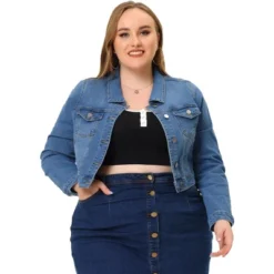 Agnes Orinda Women's Plus Size Cropped Long Sleeve Trendy Fashion Denim Jean Jackets -Agnes Sales Store GUEST c64247cd 3ab0 4c07 8c09 059d46e73409