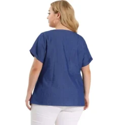 Agnes Orinda Women's Plus Size Blouse Work Short Sleeve V Neck Chambray Casual Tops 9 Agnes Orinda Women's Plus Size Blouse Work Short Sleeve V Neck Chambray Casual Tops -Agnes Sales Store GUEST c65bf3aa 2e61 4dda 9335 ebc3780fde94