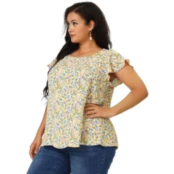 Agnes Orinda Women's Plus Size Floral Short Sleeve Casual Blouse -Agnes Sales Store GUEST c6868b69 4ec3 4986 8082 e8fbe955cf1d