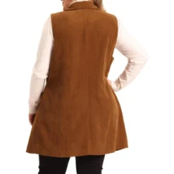 Agnes Orinda Women's Plus Size Ribbed Corduroy Single Breasted Casual Pocket Peplum Hem Long Vest -Agnes Sales Store GUEST c7be922e 93f2 4d9e a6c2 fc001727bebe