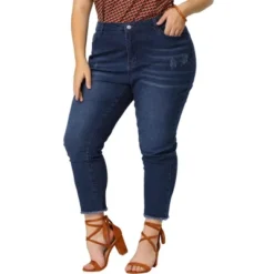 Agnes Orinda Women's Plus Size Denim Pants Frayed Washed Ankle Jeans With Slash Pockets -Agnes Sales Store GUEST c7e22edd f5a2 4681 9d92 7d80f044b8df