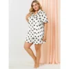 Agnes Orinda Womens Plus Size Bottom Polka Dots Short Sleeve Shirt And Shorts Pajama Set
