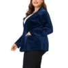 Agnes Orinda Women's Plus Size Velvet Button Notched Lapel Formal Office Blazers