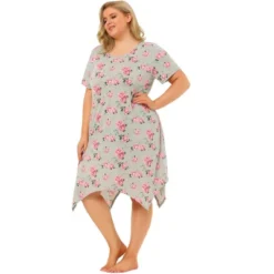 Agnes Orinda Womens Plus Size Floral Nightgown Pajama Cute Irregular Sleep Dress -Agnes Sales Store GUEST c8e22151 e386 4d9d 966b 75edaefbd45a