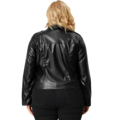 Agnes Orinda Women's Plus Size PU Motorcycle Zipper Pocket Faux Jackets -Agnes Sales Store GUEST c91977d9 7b54 4991 a869 07f92ea062b9