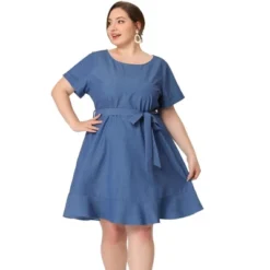 Agnes Orinda Women's Plus Size Belt Waist Ruffle Hem Chambray Shirt Dress 13 Agnes Orinda Women's Plus Size Belt Waist Ruffle Hem Chambray Shirt Dress -Agnes Sales Store GUEST c95282e8 f8c0 4dcd 8531 87885b4240a0