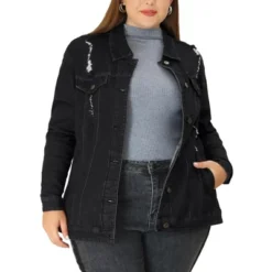 Agnes Orinda Women's Plus Size Outerwear Button Front Washed Denim Jean Jacket 38 Agnes Orinda Women's Plus Size Outerwear Button Front Washed Denim Jean Jacket -Agnes Sales Store GUEST c9607dc3 11aa 4631 9e4f 1085dc6af110