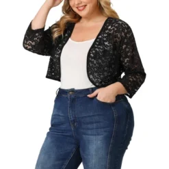 Agnes Orinda Women’s Plus Size Shrug Cardigan 3/4 Sleeves Floral Lace Crop Shrugs -Agnes Sales Store GUEST c9891dfd e764 4e08 a3a0 cbf2db6d0d5a