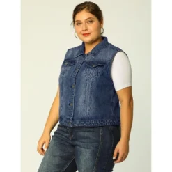 Agnes Orinda Women's Plus Size Buttons With Two Chest Flap Pockets Denim Vests -Agnes Sales Store GUEST c9d2596d 4eb7 4d95 b3de 7c58825efed4