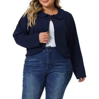 Agnes Orinda Women's Plus Size Business Office Long Sleeve Peter Pan Crop Cardigans 5 Agnes Orinda Women's Plus Size Business Office Long Sleeve Peter Pan Crop Cardigans - Image 5