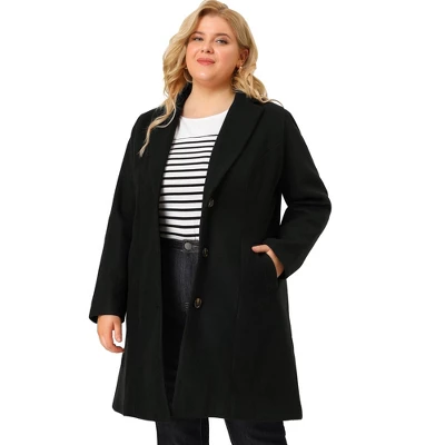 Agnes Orinda Women's Plus Size Winter Notched Lapel Single Breasted Pea Coat 9 Agnes Orinda Women's Plus Size Winter Notched Lapel Single Breasted Pea Coat - Image 9