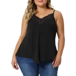 Agnes Orinda Women's Plus Size Lace Front V-Neck Sleeveless Spaghetti Strap Camisole -Agnes Sales Store GUEST cd686292 b766 4b0b 9ecf c691913b1d4e