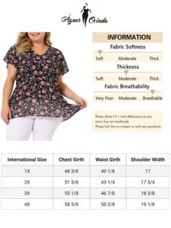 Agnes Orinda Women's Plus Size V Neck Floral Tiered Peplum Blouses -Agnes Sales Store GUEST cd95100d 51ae 49a6 a3be 67a3e3023944