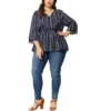 Agnes Orinda Women's Plus Size Peplum Fall V Neck Boho Striped Babydoll Blouses