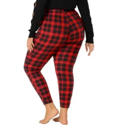 Agnes Orinda Women's Plus Size Check Leggings Stretch Festive Glen Plaid Skinny Pants -Agnes Sales Store GUEST cdf10f02 a7cd 49ce b5e7 d8e9ea6f60f8