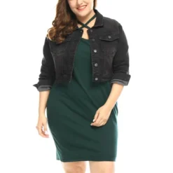 Agnes Orinda Women's Plus Size Cropped Long Sleeve Trendy Fashion Denim Jean Jackets -Agnes Sales Store GUEST cec0e6a4 0e3e 4425 8478 68529f3324ad