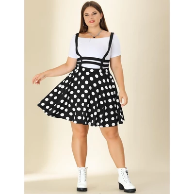 Agnes Orinda Plus Size Suspender Skirt For Women Detachable Strap A-Line Polka Dots Skirts 2 Agnes Orinda Plus Size Suspender Skirt For Women Detachable Strap A-Line Polka Dots Skirts - Image 2