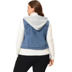 Agnes Orinda Women's Plus Size Button Down Drawstring Hood Denim Utility Jacket With Pocket -Agnes Sales Store GUEST cf002576 4047 4ea3 bf21 7bd8993f7894