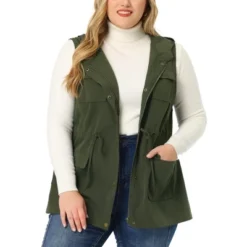 Agnes Orinda Women's Plus Size Utility Vest Sleeveless Anorak Cargo Drawstring Jacket -Agnes Sales Store GUEST cf67d291 ba54 417d 9dfb f3249a249d07
