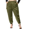 Agnes Orinda Women's Plus Size Cargo Elastic Waist Athleisure Ankle Length Satin Joggers Pant