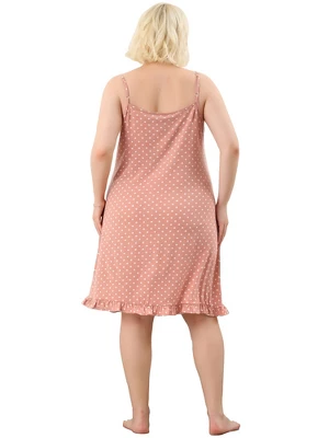 Agnes Orinda Women's Plus Size Comfort Ruffle Hem Polka Dots Sleeveless Nightgown 4 Agnes Orinda Women's Plus Size Comfort Ruffle Hem Polka Dots Sleeveless Nightgown - Image 4