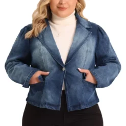 Agnes Orinda Women's Plus Size Denim Jackets Jean Notched Lapel Work Blazers -Agnes Sales Store GUEST d013a029 2659 4068 b330 76205fd1c0a4