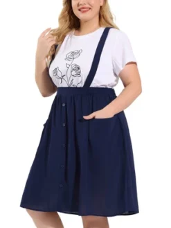 Agnes Orinda Women's Plus Size Casual Elastic Waist Suspender Skirt With Front Pockets -Agnes Sales Store GUEST d0ce7a09 c53e 4174 be64 3354af7a1c56