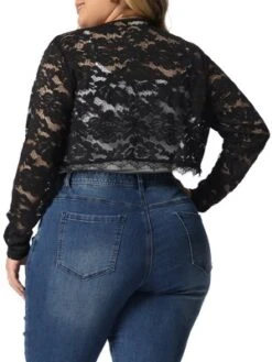 Agnes Orinda Women's Plus Size Lace Sheer Shrug Open Front Crop Cardigans -Agnes Sales Store GUEST d0d5faca 68da 40db ad0a 3d9b320e7a80