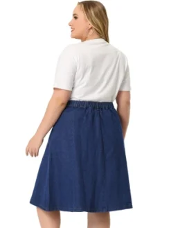 Agnes Orinda Women's Plus Size Button Down Casual A-Line Pockets Midi Jean Skirts -Agnes Sales Store GUEST d0e4c52d 139d 40a6 88dc ac919fe59eaa