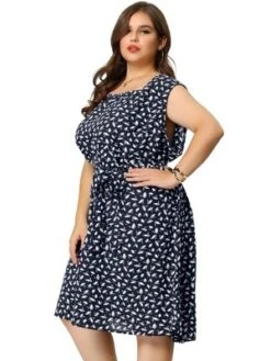 Agnes Orinda Women's Plus Size Self Tie Waist Sleeveless Floral Midi Dress -Agnes Sales Store GUEST d112bb07 dbaa 48aa 9ffd b13c6de6e48f