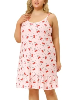 Agnes Orinda Women's Plus Size Sleeveless Fruit Ruffle Hem Nightgown -Agnes Sales Store GUEST d18815f2 4ea5 42f7 a1ac 14a4e9df72e2