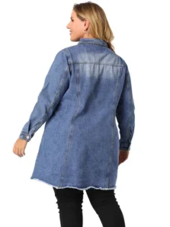 Agnes Orinda Women's Plus Size Long Sleeve Raw Hem Long Denim Jacket -Agnes Sales Store GUEST d1af3385 a416 4c8a a3cf 5802599fa070