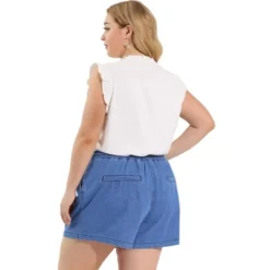 Agnes Orinda Women's Plus Size Denim Shorts Casual Drawstring Elastic Waist Jean Short Pants 9 Agnes Orinda Women's Plus Size Denim Shorts Casual Drawstring Elastic Waist Jean Short Pants -Agnes Sales Store GUEST d1b1396f 448e 4139 a043 b64496f6f654