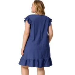 Agnes Orinda Women's Plus Size Ruffle Sleeveless Keyhole Chambray Fashion Dress -Agnes Sales Store GUEST d256ed2e 837d 423d 9b1d 9b6854a05c29