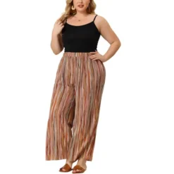 Agnes Orinda Women's Plus Size Boho Palazzo Lounge Wide Leg Pants With Elastic Waist And Stripe -Agnes Sales Store GUEST d2695f97 f4f6 4c2d 8b20 fd92f11494ac