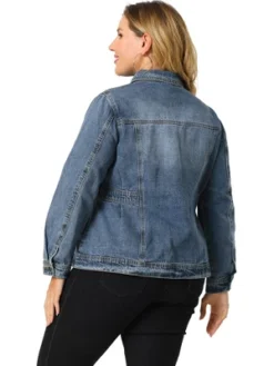 Agnes Orinda Women's Plus Size Classic Denim Washed Front Long Sleeve Jean Jackets -Agnes Sales Store GUEST d3137e7f 50ca 41b8 99ee df971f8d29fb